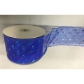 Sheer Wired Ribbon with Glitter Dots Blue 3" 25y